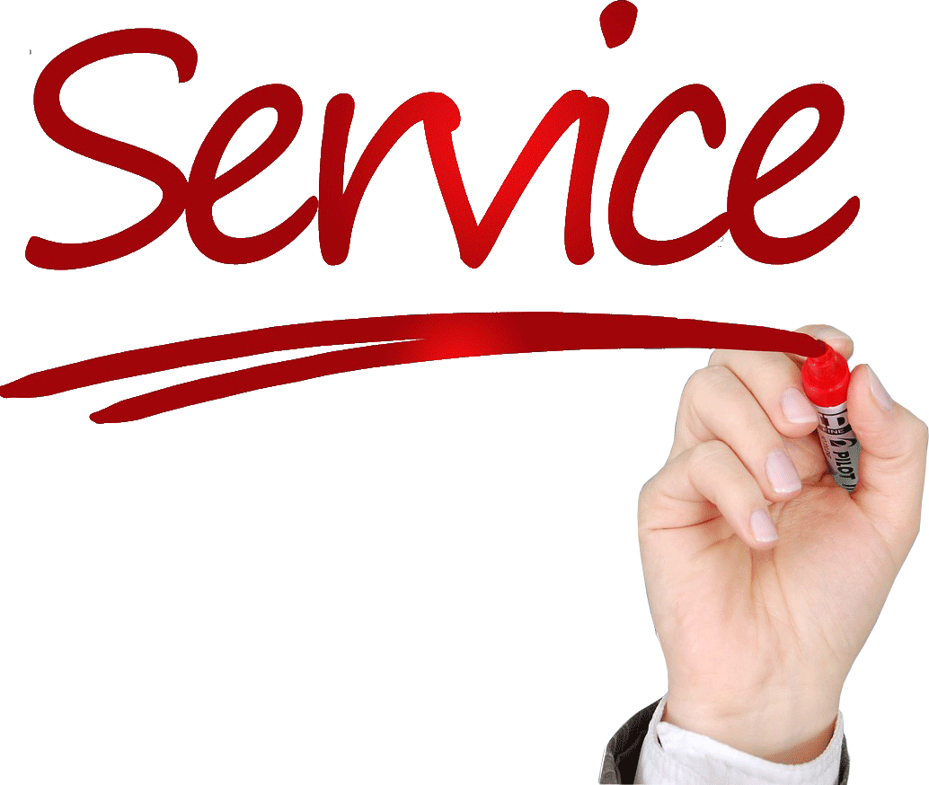 A hand writing the word services